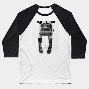 Black & White Typewriter Tshirt Design Baseball T-Shirt